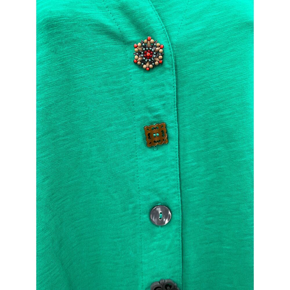 Soft Surroundings Danielle Solid Green Button Dre… - image 4